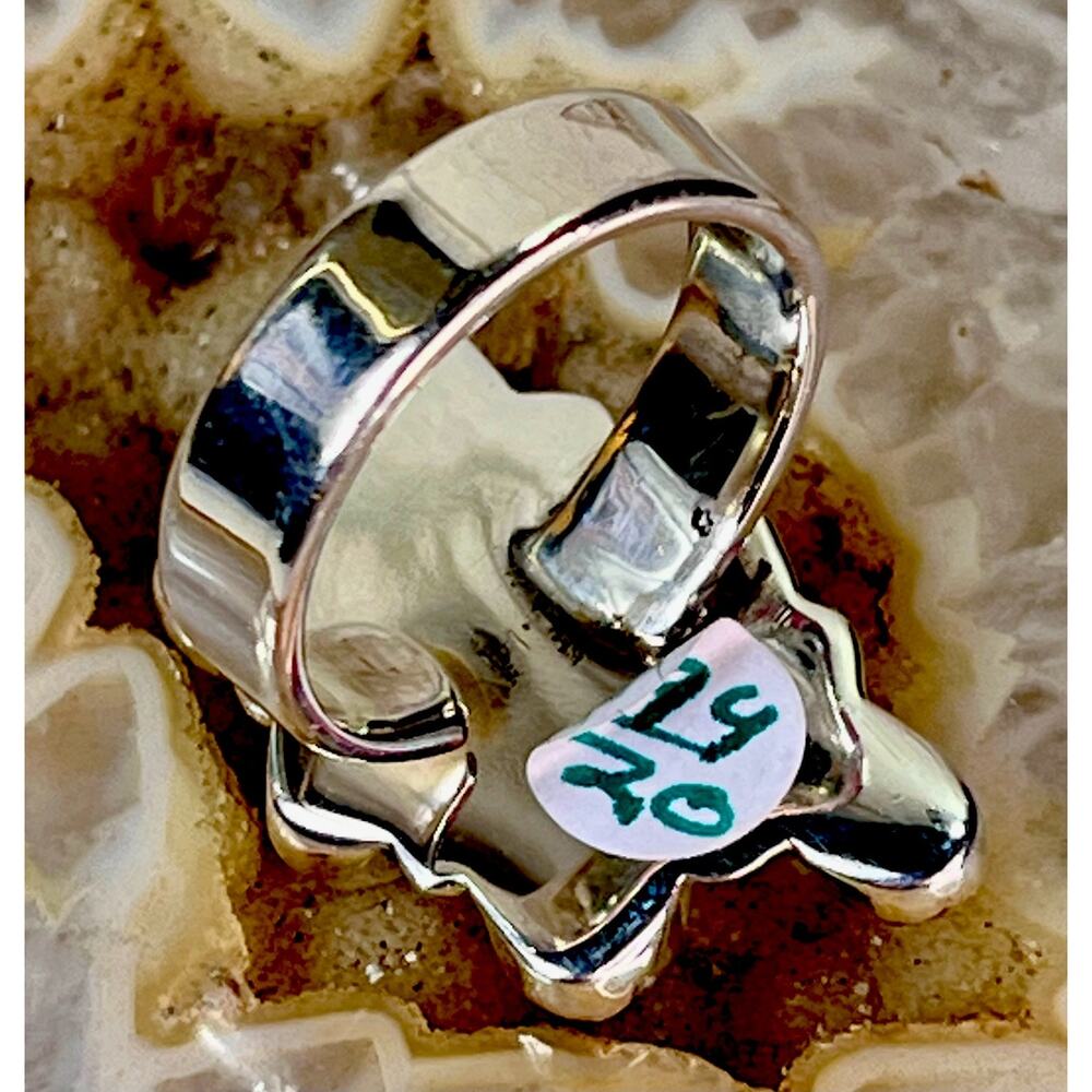Balloon Opal Wild Horse Turquoise Sterling Cluster Ring Adjust Southwestern 925 - Picture 10 of 15